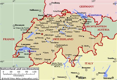 map of liechtenstein and switzerland.